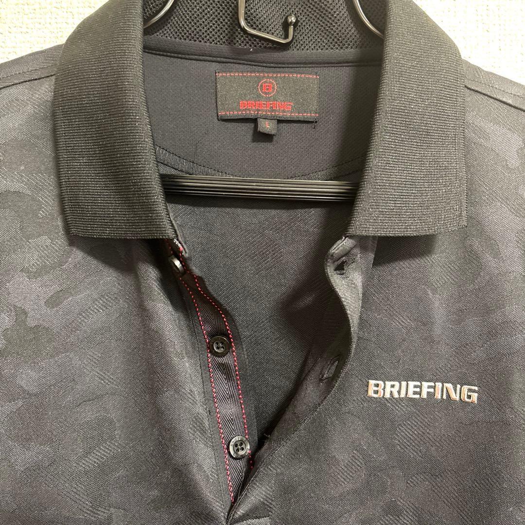 【美品】BRIEFING GOLF 半袖ポロシャツ ブラック カモフラ L