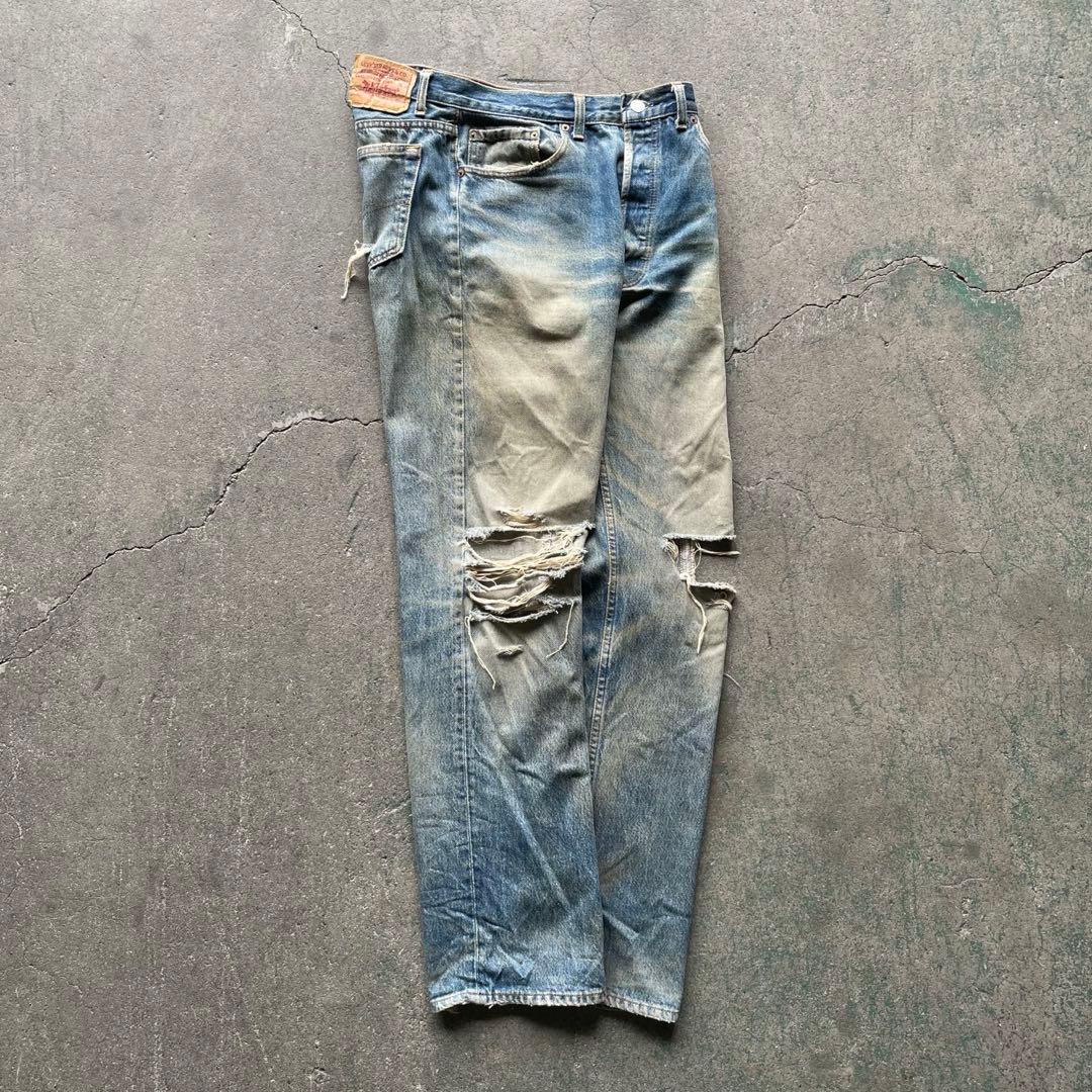 90s USA製 リーバイス 501 ダメージデニム 色落ち W34 グランジ - メルカリ