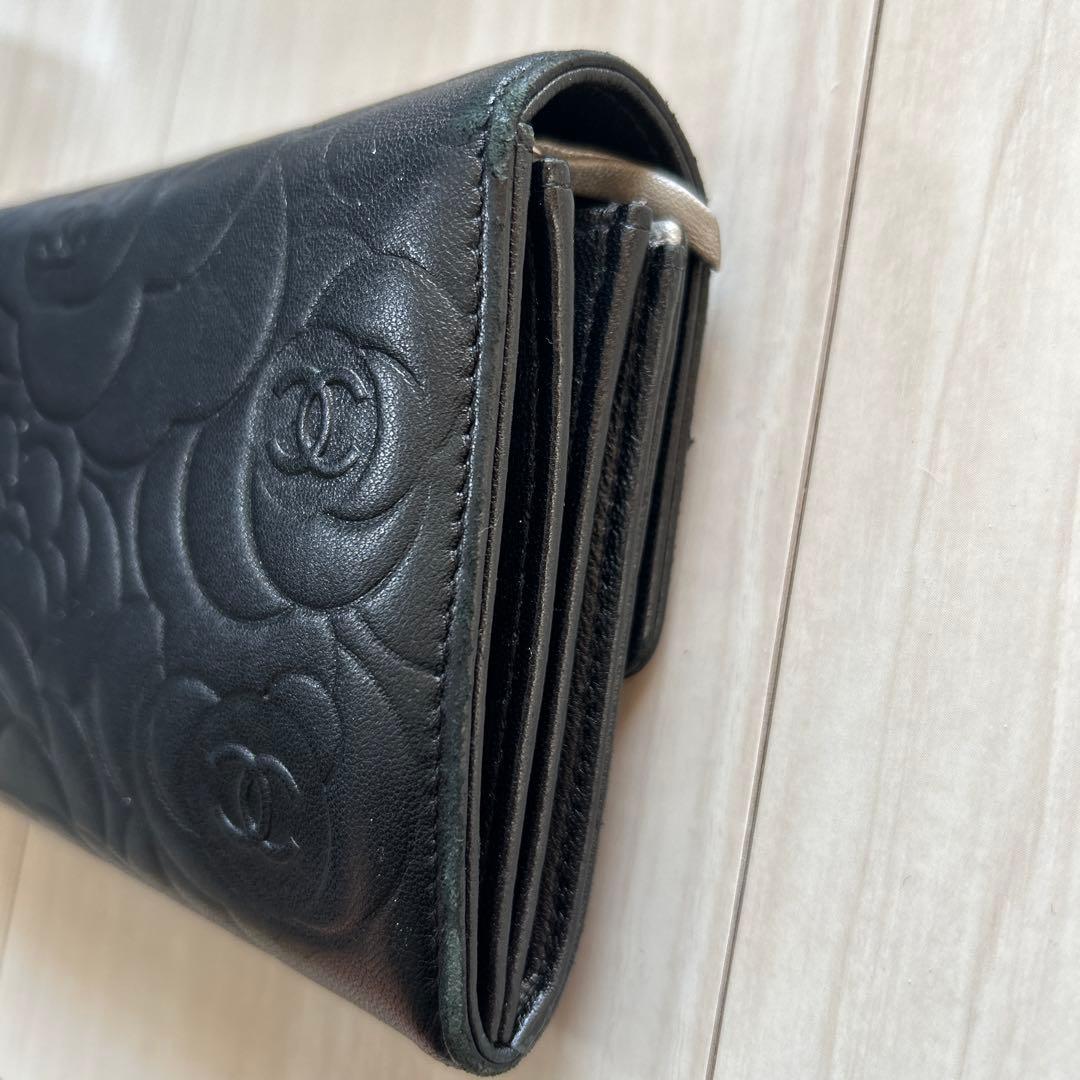 本日のみ最終値下げ！！CHANEL ブラック 長財布 フラワーエンボス
