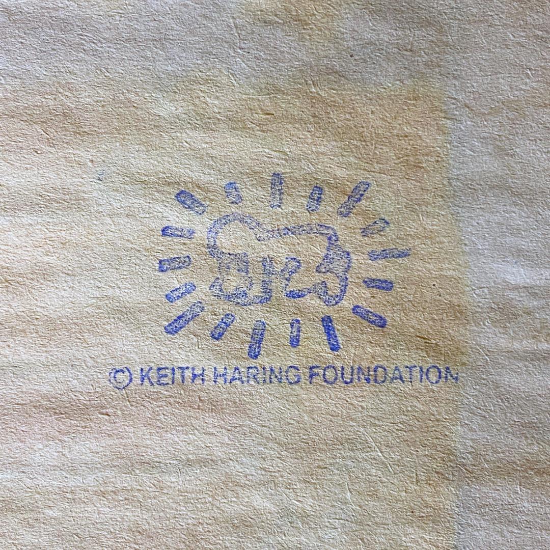 【模写】キース・ヘリング ドローイング 水彩 手描き サイン・スタンプ入 額装済