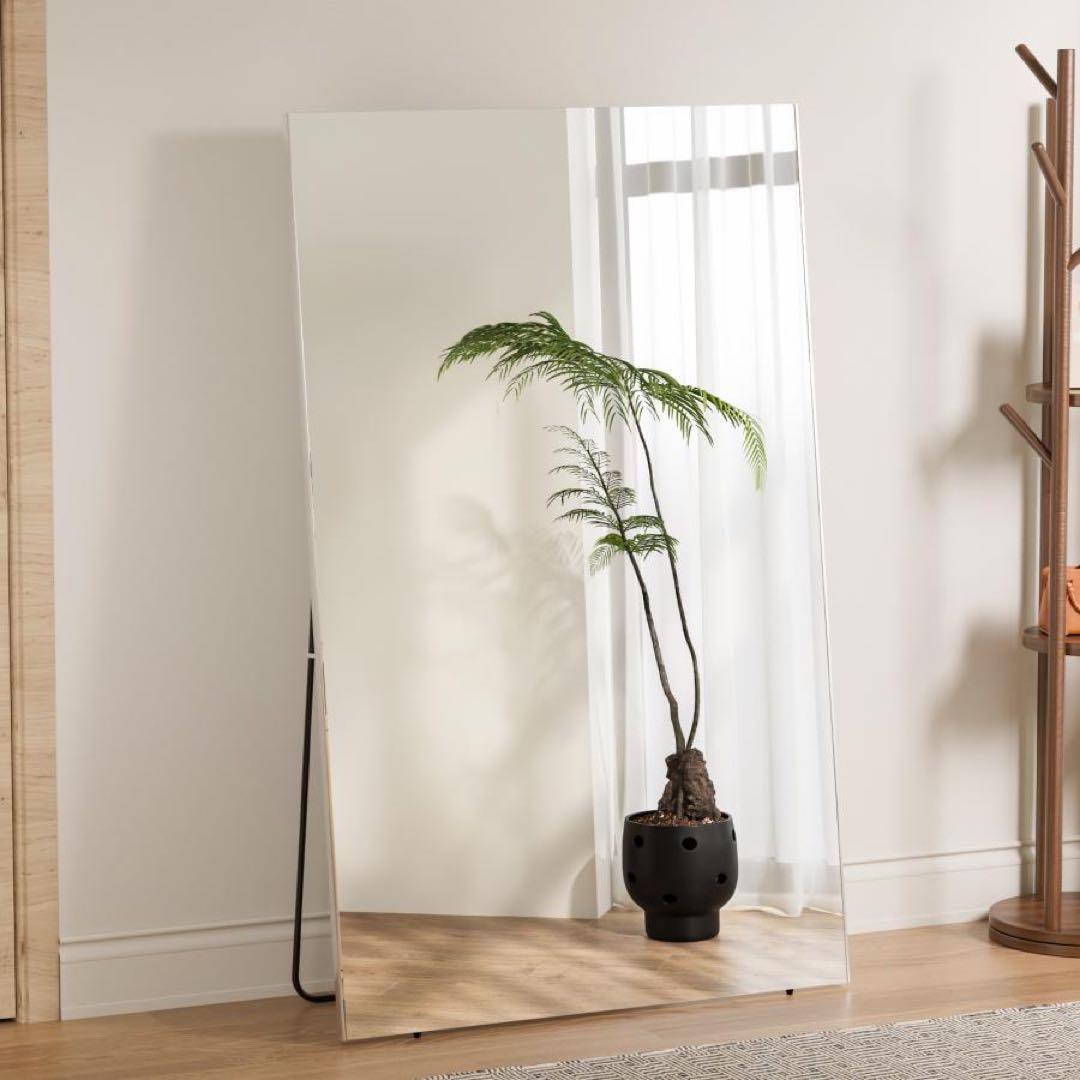 割れない鏡 フィルムミラー ダンス 鏡 全身鏡 姿見スタンドミラー壁掛けブラック