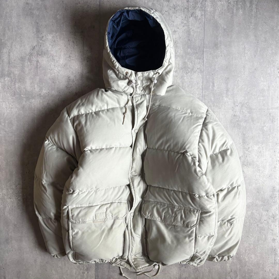 【90s vintage】ダウンジャケット　肉厚　短丈　ウエストコード　フード付