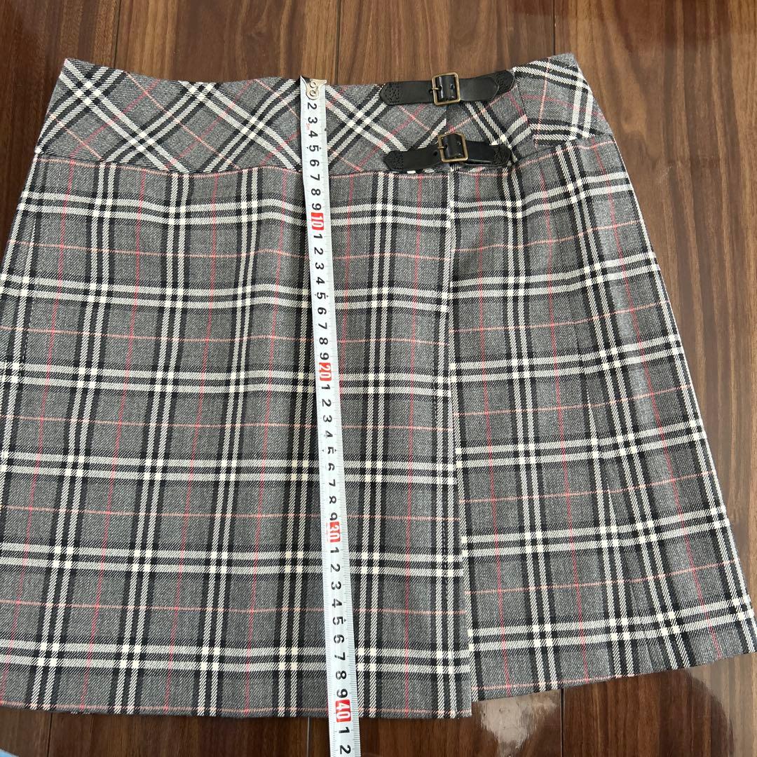 美品✨バーバリーブルーレーベル ノバチェックミニ巻きスカートグレー
