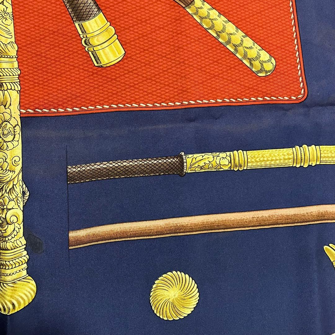 エルメス スカーフ カレ90 CANNES&POMMEAUX ステッキ柄