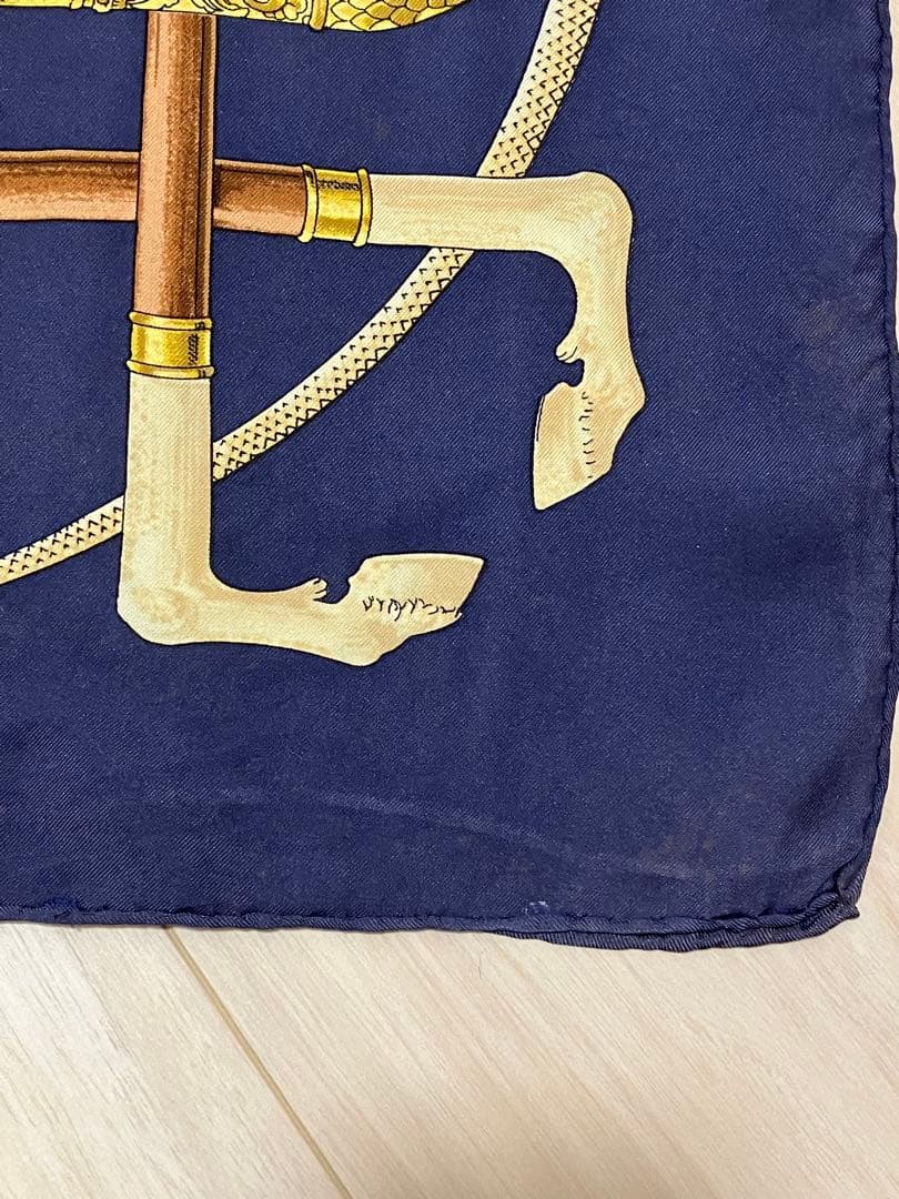 エルメス スカーフ カレ90 CANNES&POMMEAUX ステッキ柄