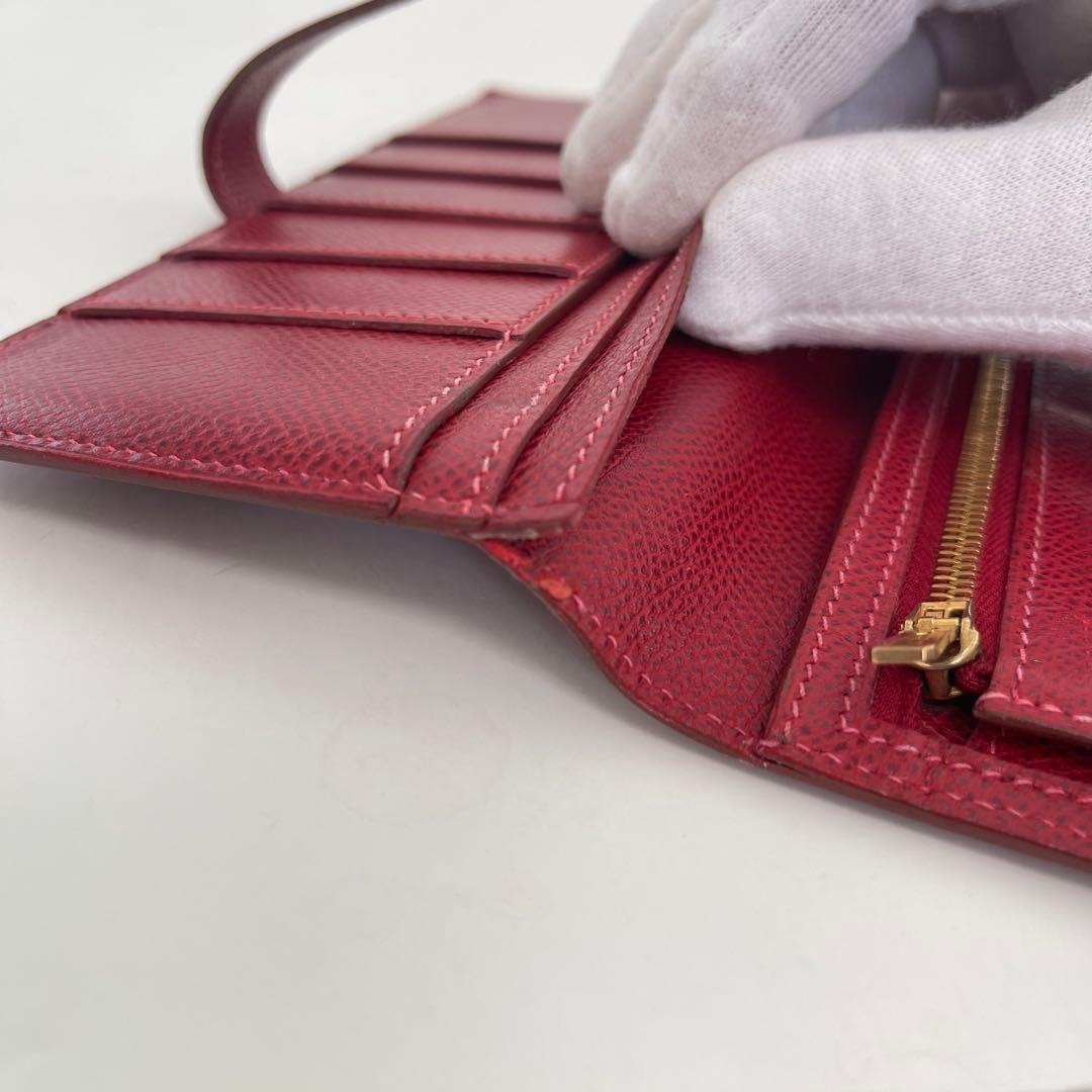 HERMES エルメス ベアンスフレ 長財布 F刻印 二つ折り レッド 赤