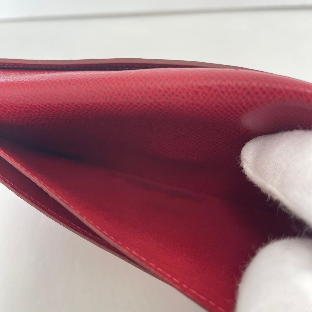 HERMES エルメス ベアンスフレ 長財布 F刻印 二つ折り レッド 赤