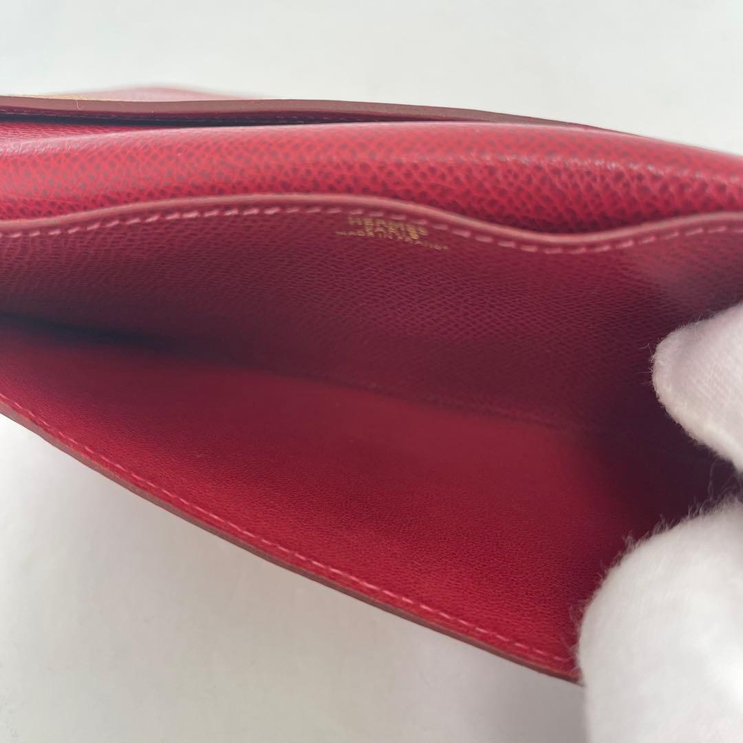 HERMES エルメス ベアンスフレ 長財布 F刻印 二つ折り レッド 赤