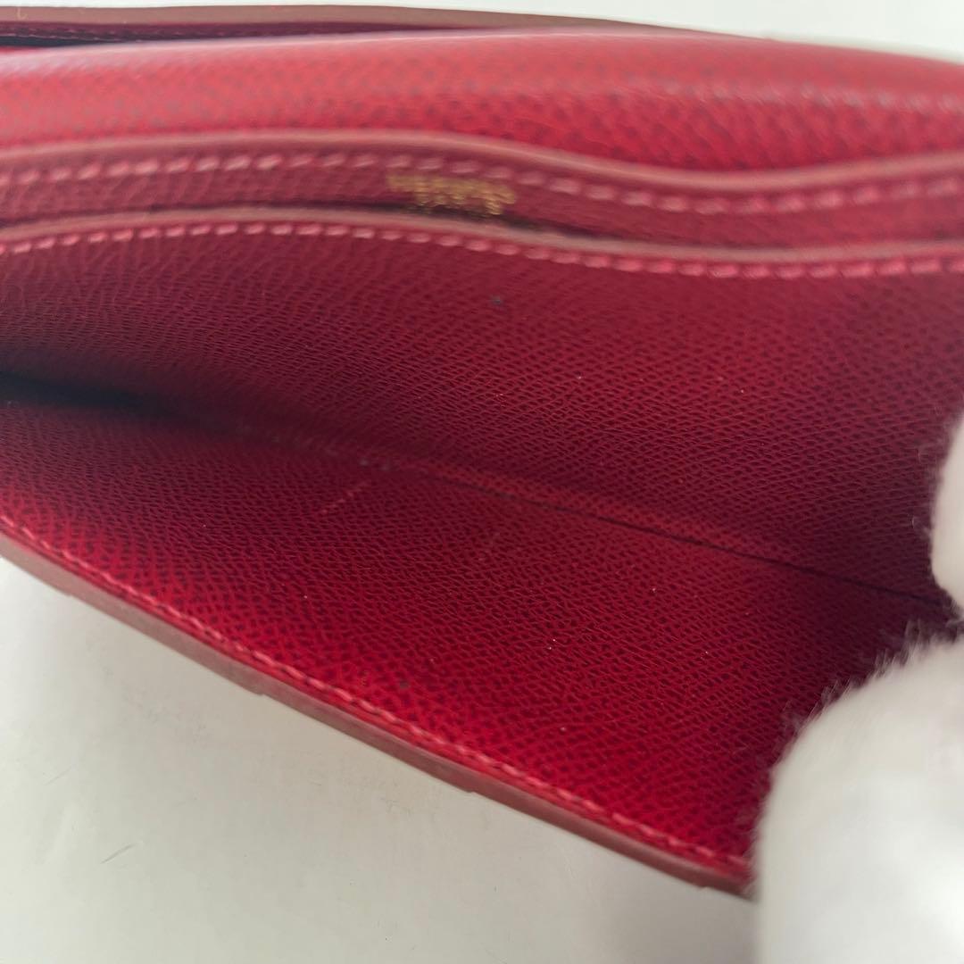 HERMES エルメス ベアンスフレ 長財布 F刻印 二つ折り レッド 赤