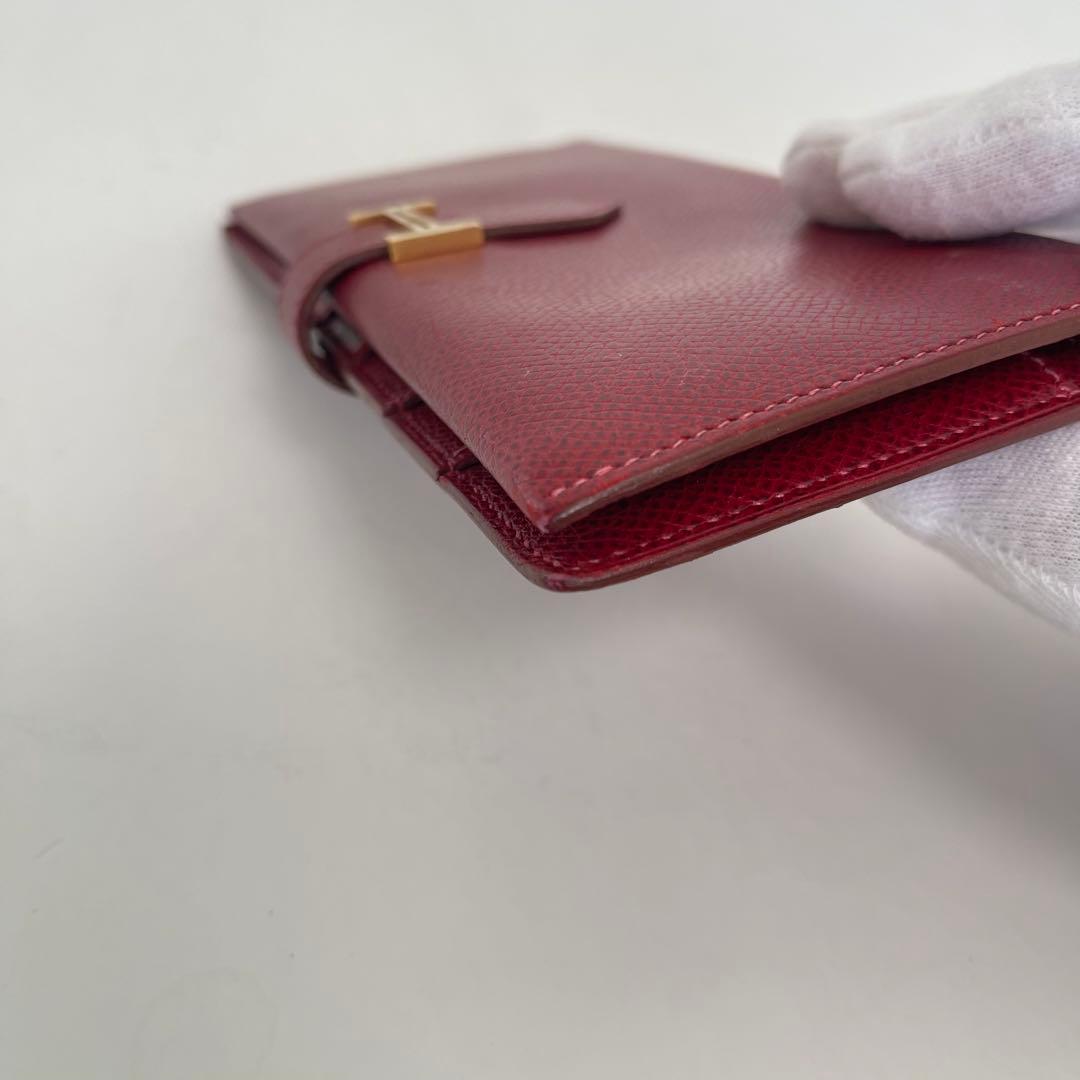 HERMES エルメス ベアンスフレ 長財布 F刻印 二つ折り レッド 赤