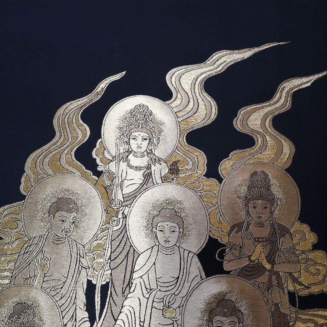 掛軸 金糸 高級西陣織 十三佛 善光寺大勧進箱書き 二重箱