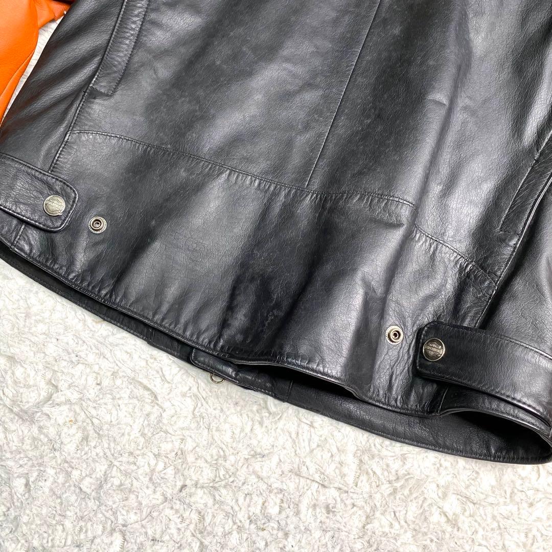 良品✨HARLEY-DAVIDSON ライダース L 本革 ロゴ ライナー 黒