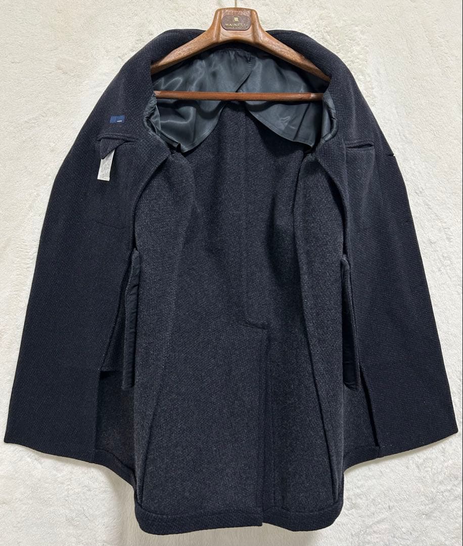 【極美品】LARDINI メンズ ウール チェスターコート 46 M ネイビー