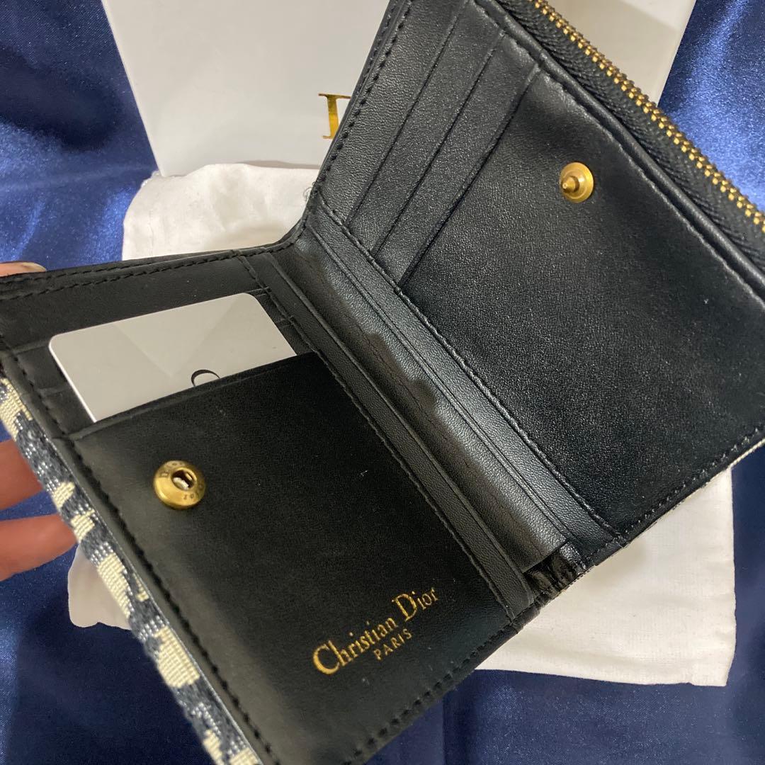 極美品箱付き/DIOR /ミニバイフォールドウォレット オブリークジャガード