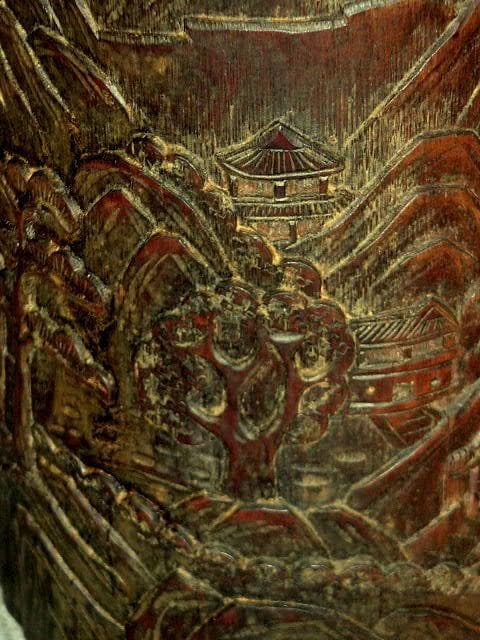 ♥中国　古玩　竹製　筆筒　書道具