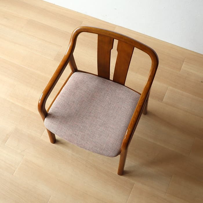 オールド カリモク アームチェア レトロ 肘付イス ④