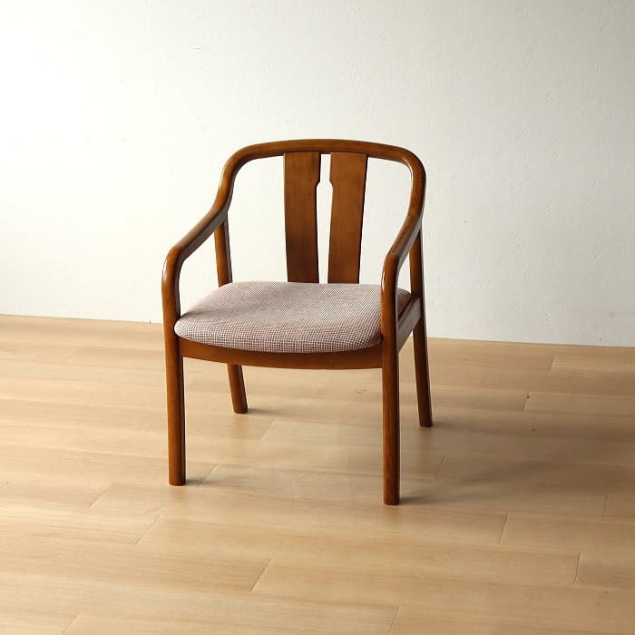 オールド カリモク アームチェア レトロ 肘付イス ④