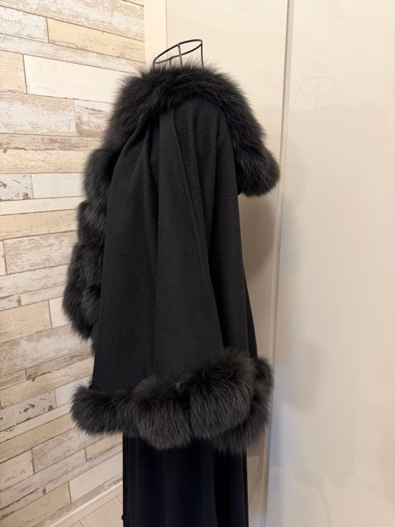 極美品　SAGA FURS ケープカシミヤ100ブルーフォックス上位グレード