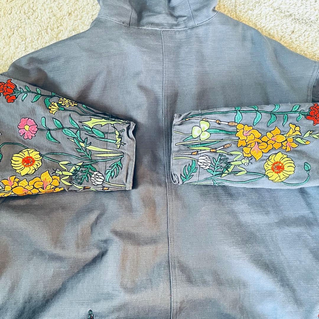 ゴースローキャラバン 植物 昆虫 刺繍 モッズコート 登場から大人気の