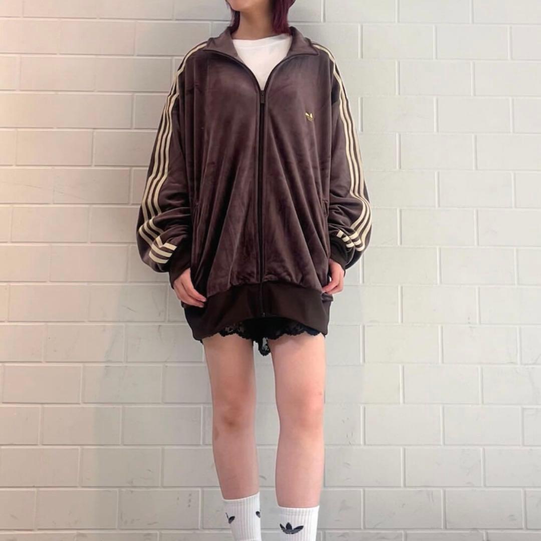 新品　adidas ファイヤーバード トラックトップ ベロア　ダークブラウンSM