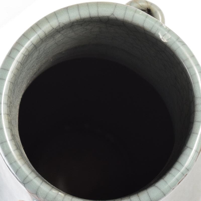 中国　南宋　官窯　青磁　金糸鉄線　貫耳双耳瓶　C　7058A