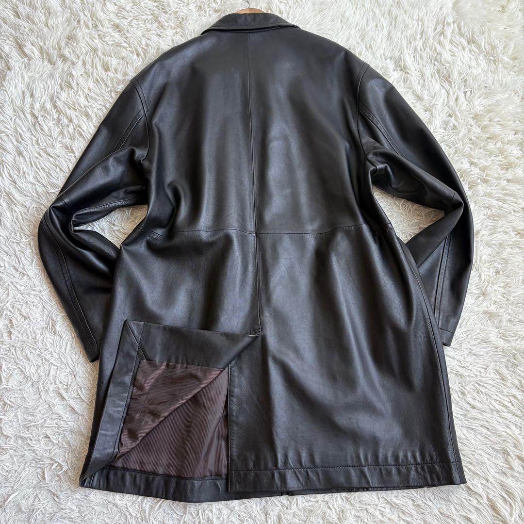 美品✨ミチコロンドン レザーコート ステンカラーコート ラムレザー 黒 3L