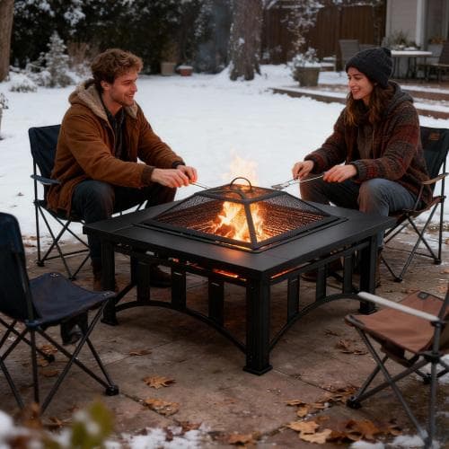 超人気！屋外 BBQコンロ ファイヤーピット 焚き火台 Black