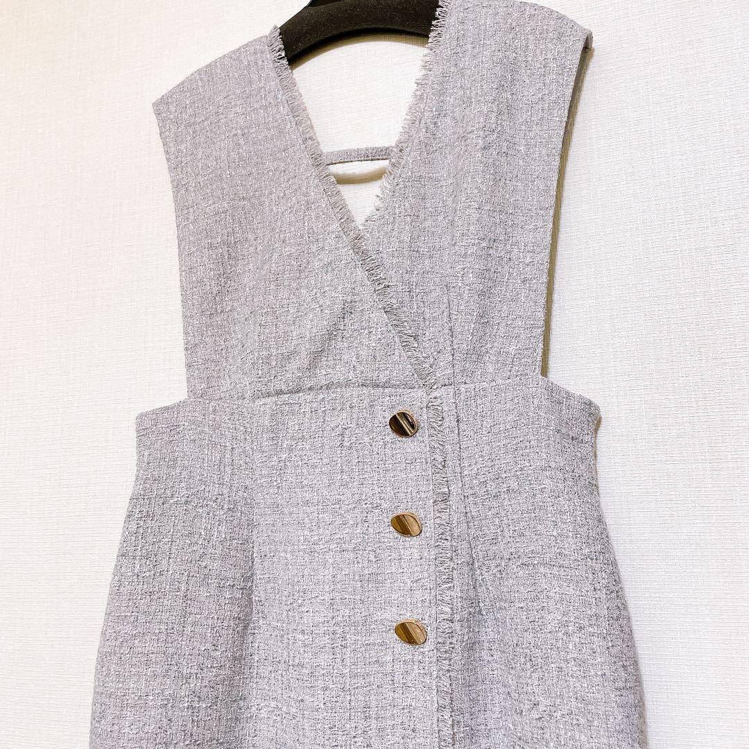 新品♪アプワイザーリッシェ ラップツイードジャンスカ ライトグレー