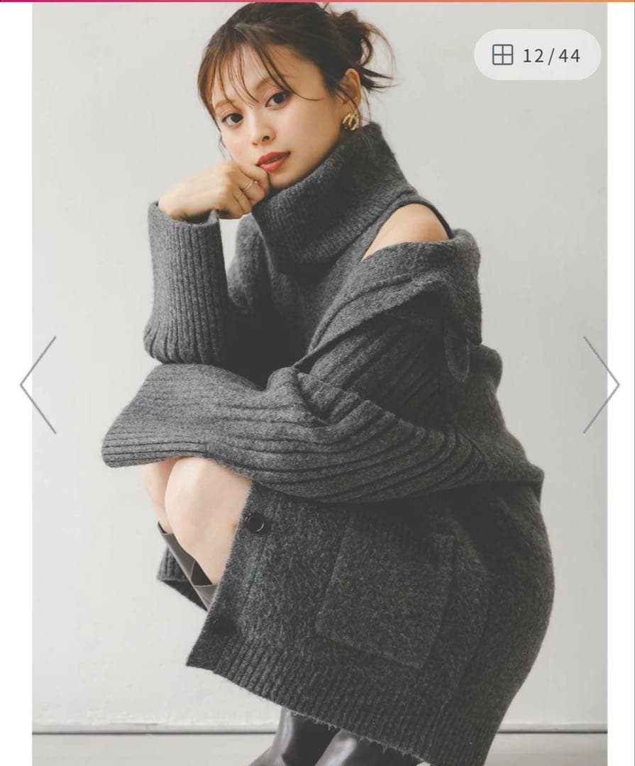 ステンカラーニットジャケットカーディガン➕ タートルネックミニニットワンピース