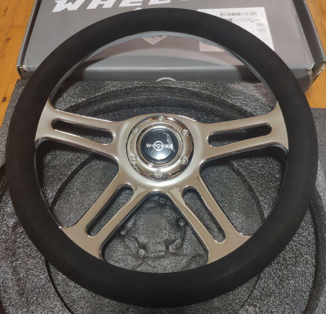 新品 ハーフラップスエードレザー ビレットステアリング350 MOMOピッチ70