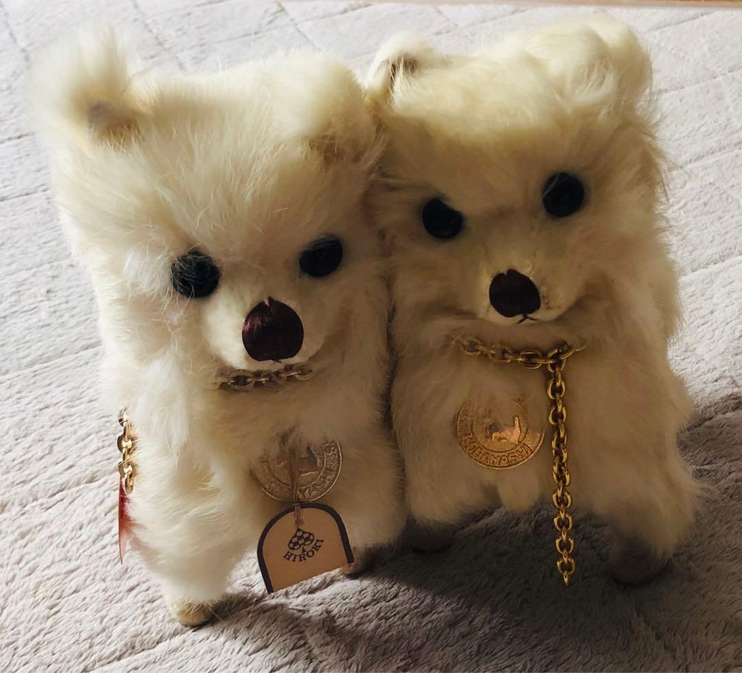 コバヤシぬいぐるみ　犬　ポメラニアン　スピッツ　昭和レトロ　ぬいぐるみ　ホワイト