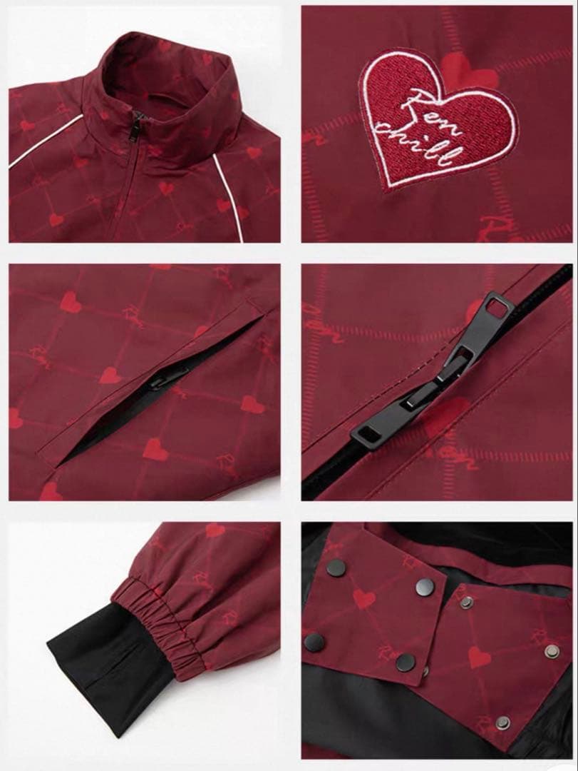 新品 スノーボード ウェア 上下セット メンズ レディース 朱色 スーツ 防水