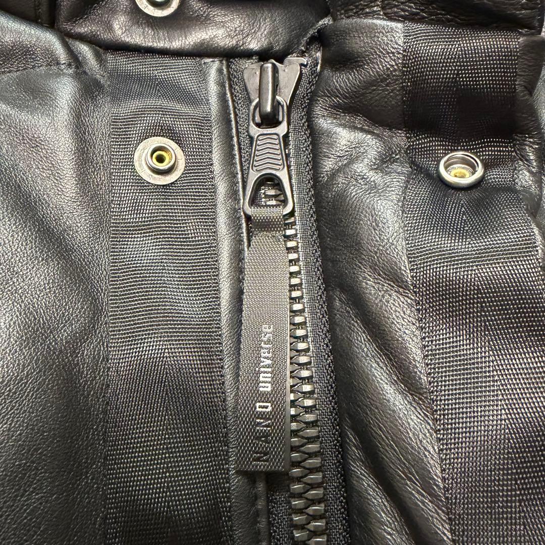 【極美品】ナノユニバース×西川ダウン ラムレザー ダウンジャケット ブラック S