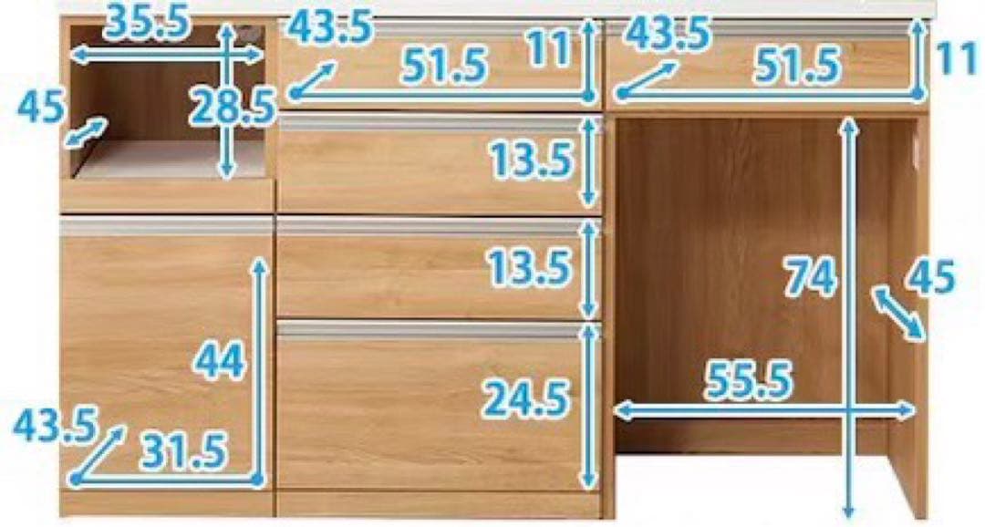 ニトリ 食器棚 リガーレ 160cm ホワイト キッチンボード d4805