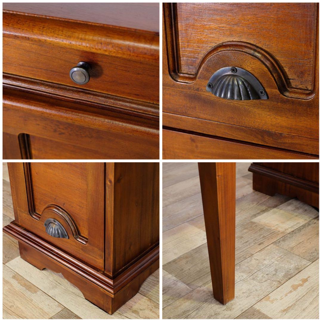 E 新品 アジアン デスク アンティーク 書斎 カフェ 勉強机 机 学習机 木製