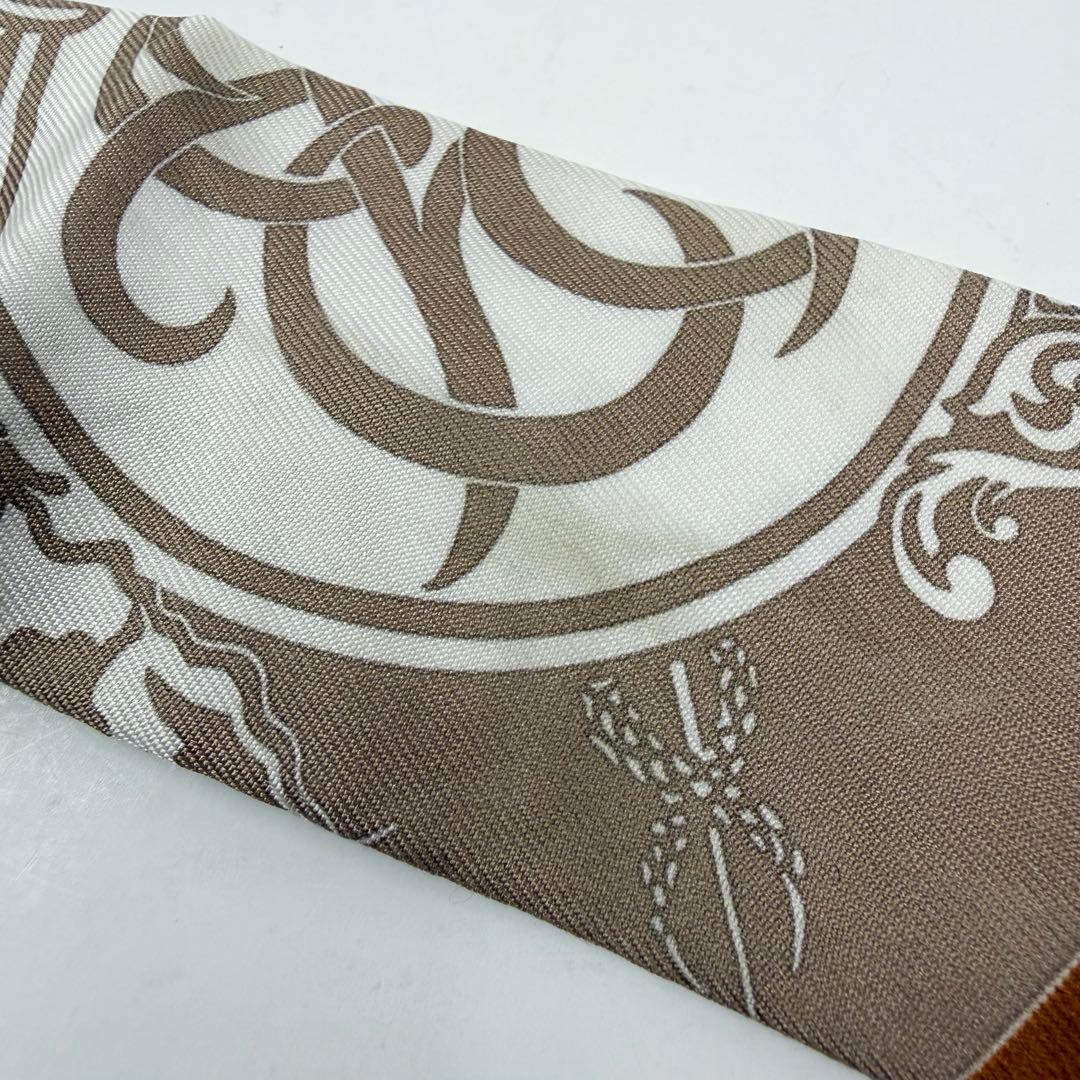 HERMES エルメス ツイリー シルク スカーフ エクスリブリス ブラウン系