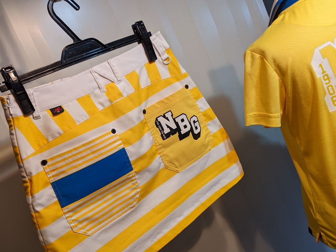 ニューバランス　ゴルフ　上下セット　セットアップ　半袖　ポロシャツ　黄　スカート