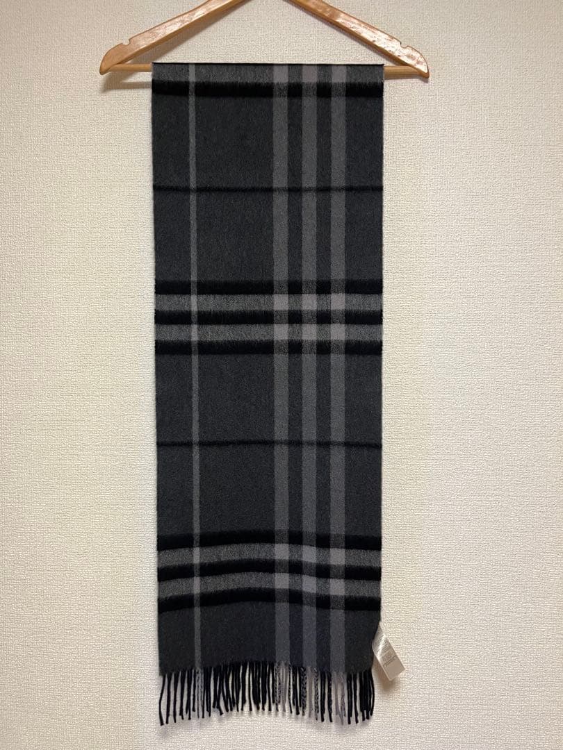 BURBERRY　バーバリー　マフラー　カシミア100％　チャコール　美品