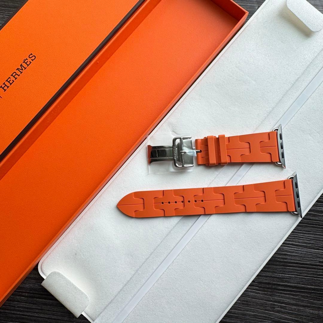 2848 ほぼ未使用　Apple Watch エルメス　オレンジ　キリム　ラバー