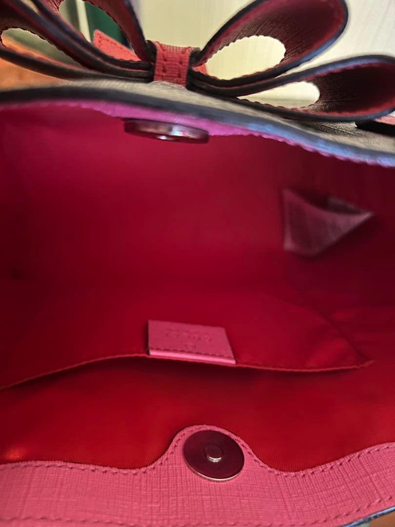 GUCCI リボン付きトートバッグ ベージュ/ピンク