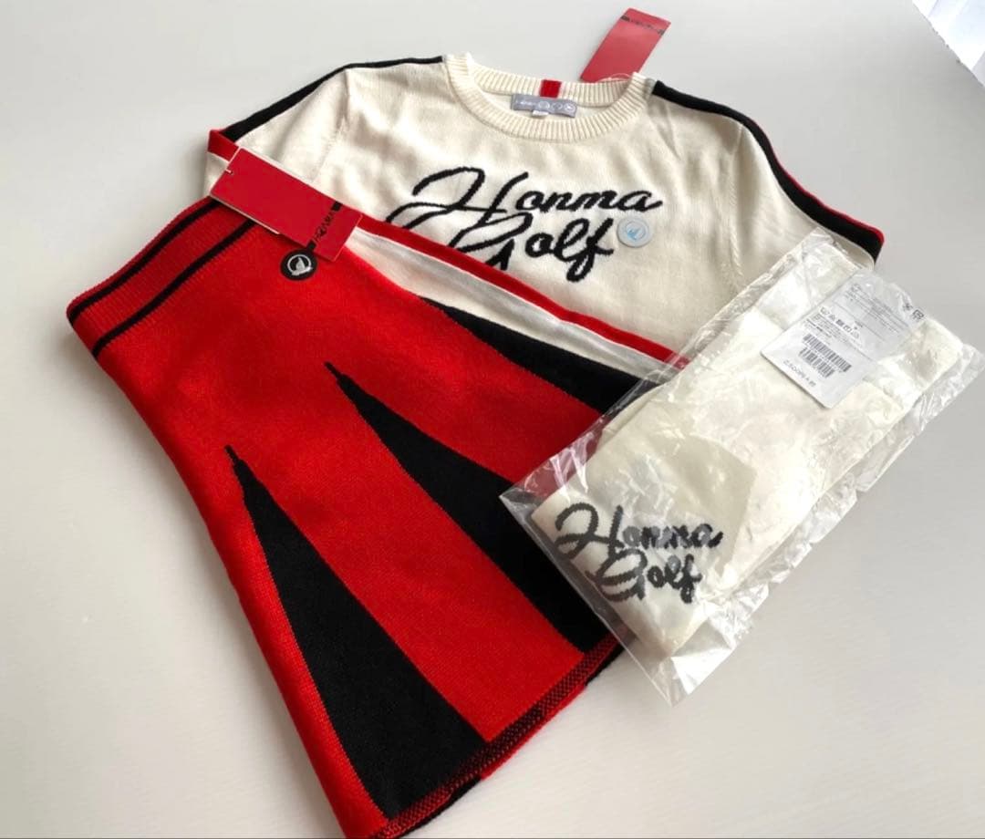 【新品タグ付き】ホンマゴルフ　3点セット　セーター　スカート　ニーハイソックス