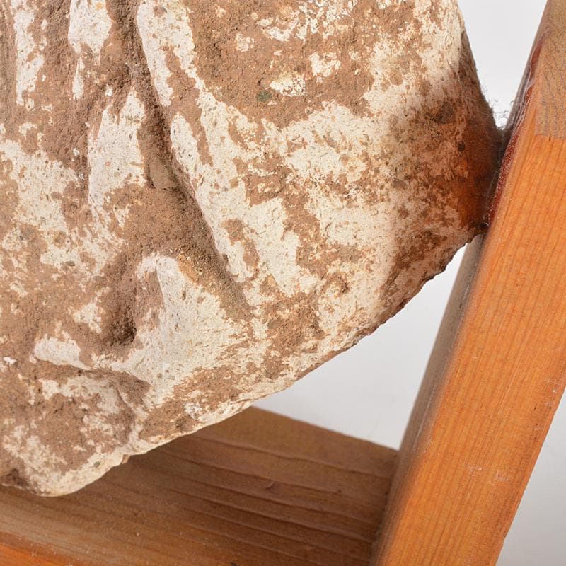 仏教美術　仏頭　石仏　置物　時代箱付　C　6384