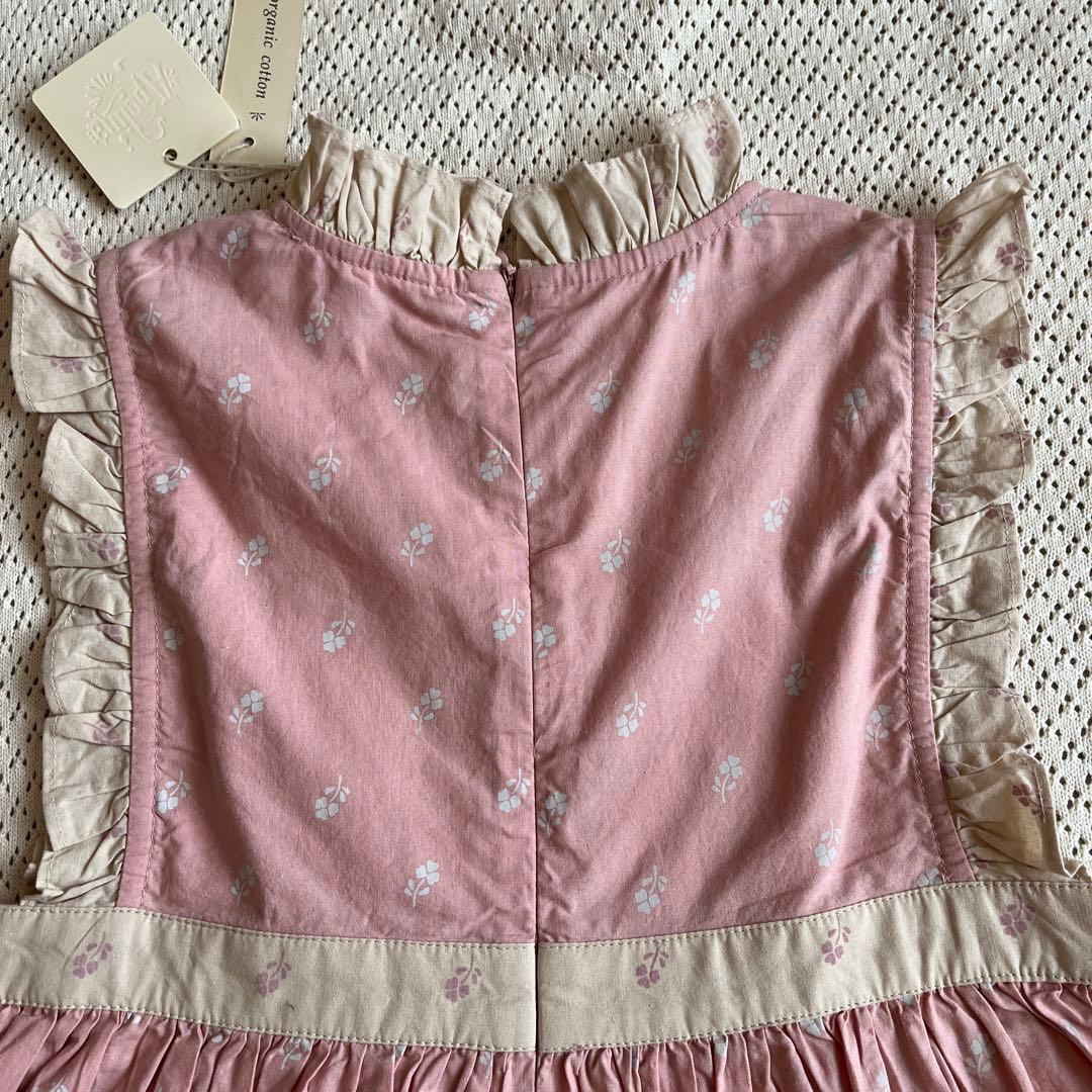 Apolina ノースリーブワンピース　花刺繍　ピンク　7-9Y