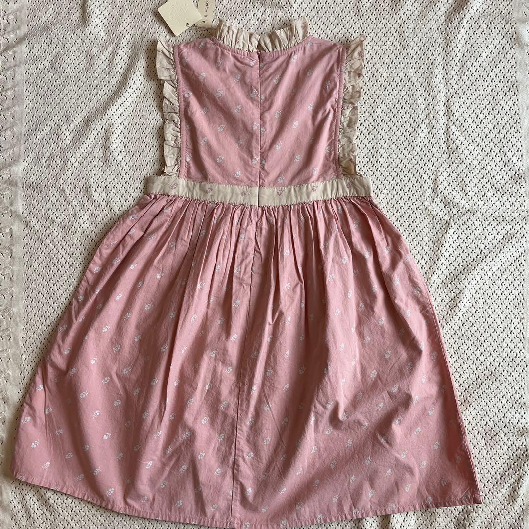 Apolina ノースリーブワンピース　花刺繍　ピンク　7-9Y