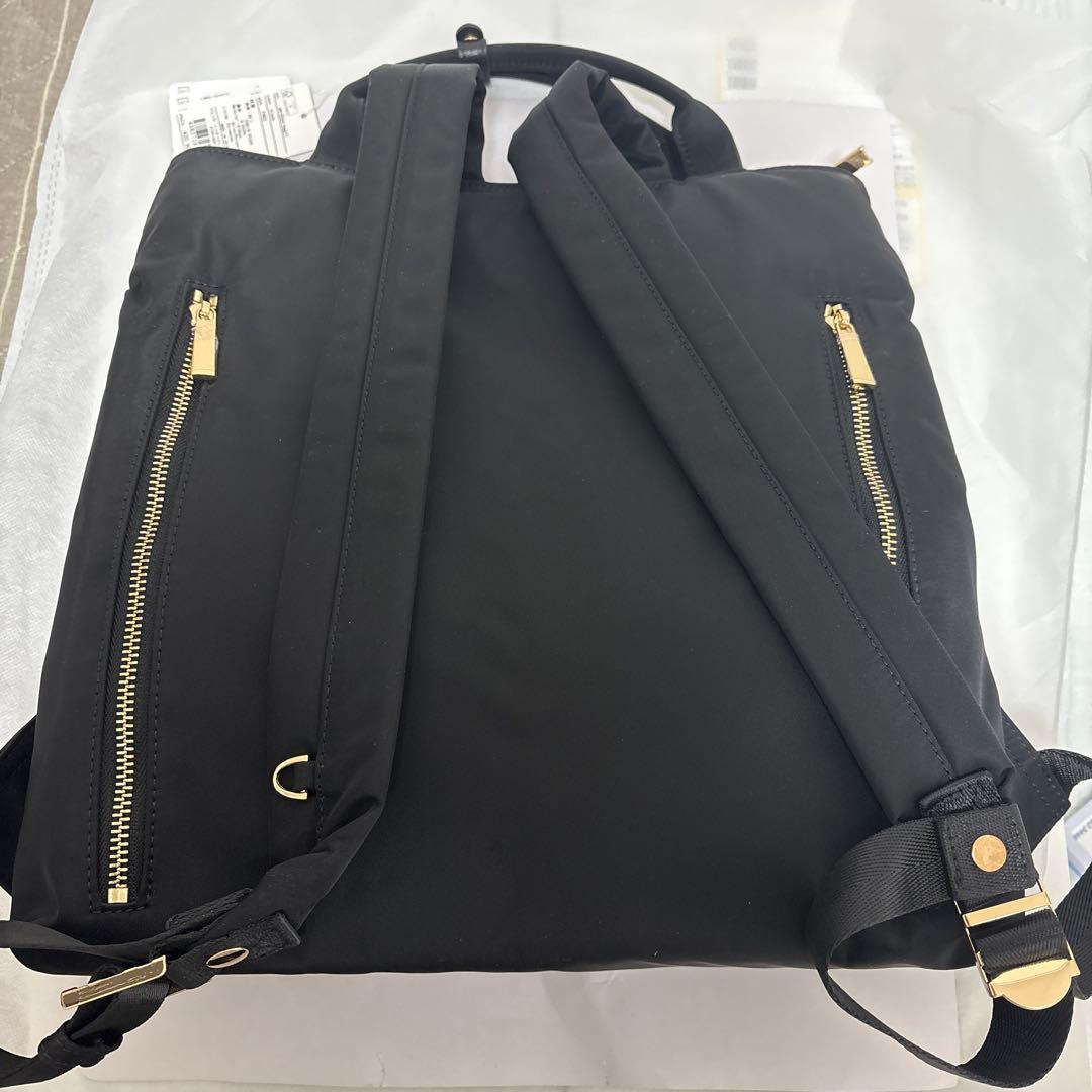 JENNE新品 リボン付きブラックナイロンリュック