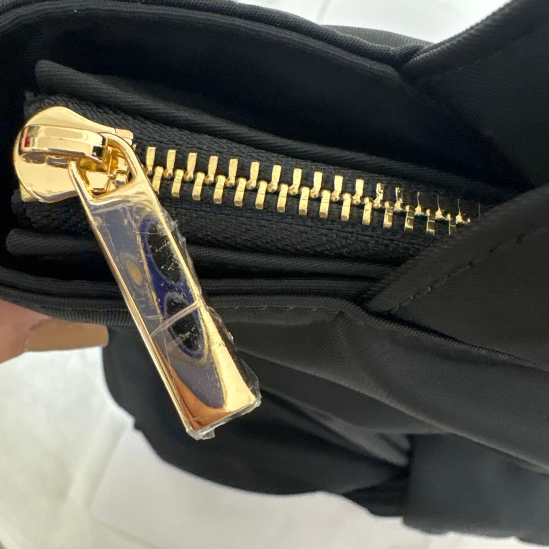 JENNE新品 リボン付きブラックナイロンリュック