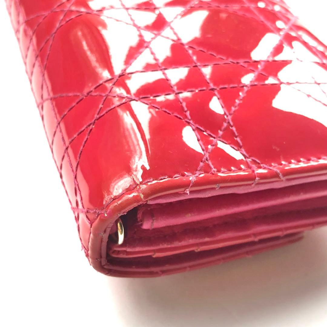 Dior ディオール レディディオール 長財布 ピンク チャーム付