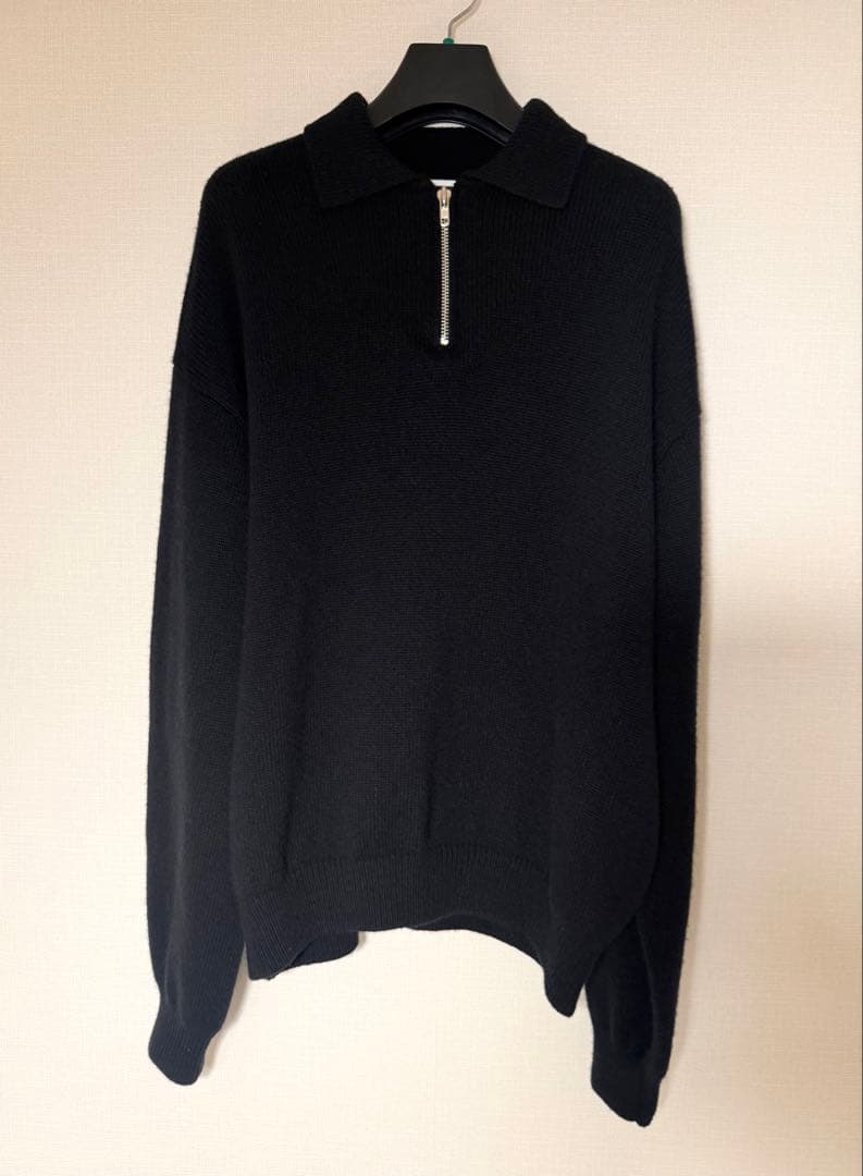 美品】＜H＞5G クラシックウール ハーフジップ ポロカラーニット