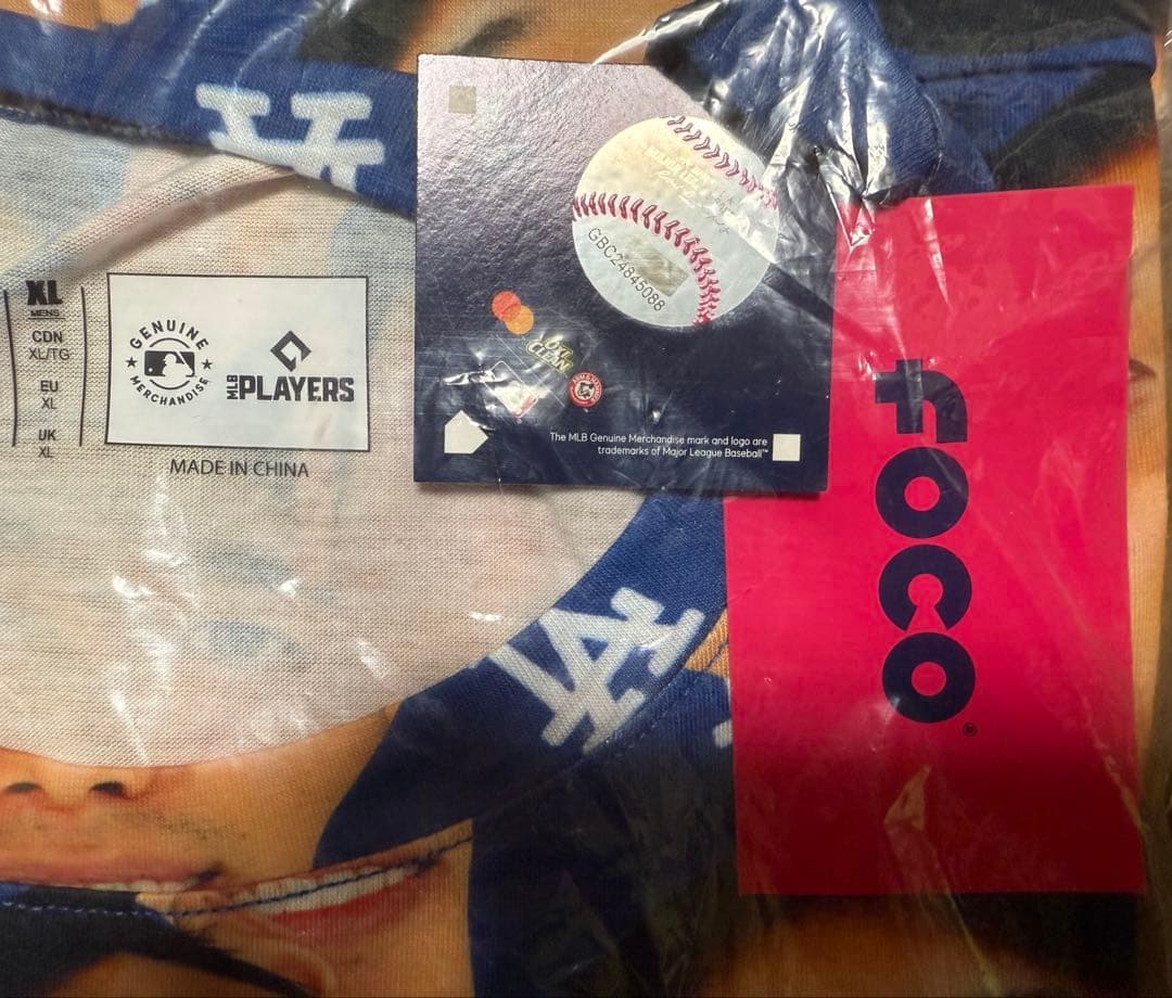 大谷翔平　顔プリントTシャツXL　FOCO ロサンゼルス・ドジャース版