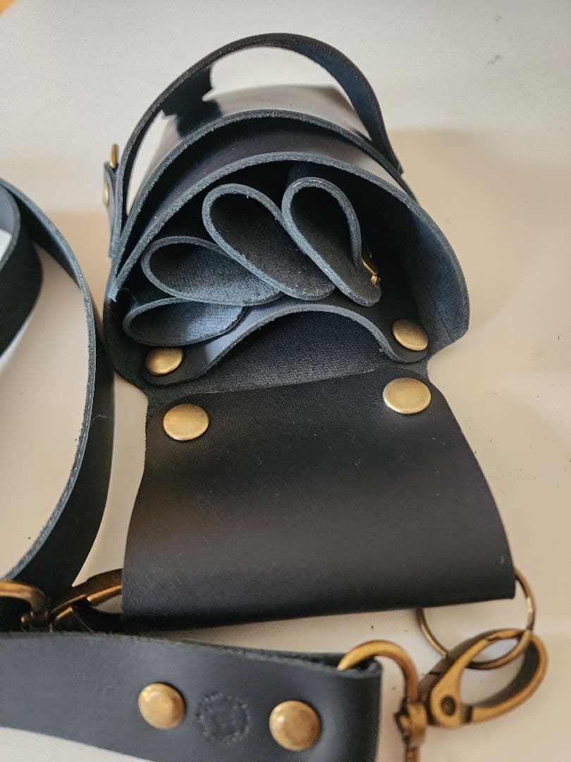 シザーケース 本革 4丁 黒